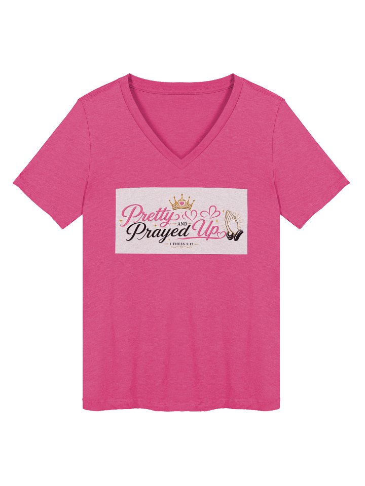 Pretty and Prayed up Cotton Tee V-neck product image (1)