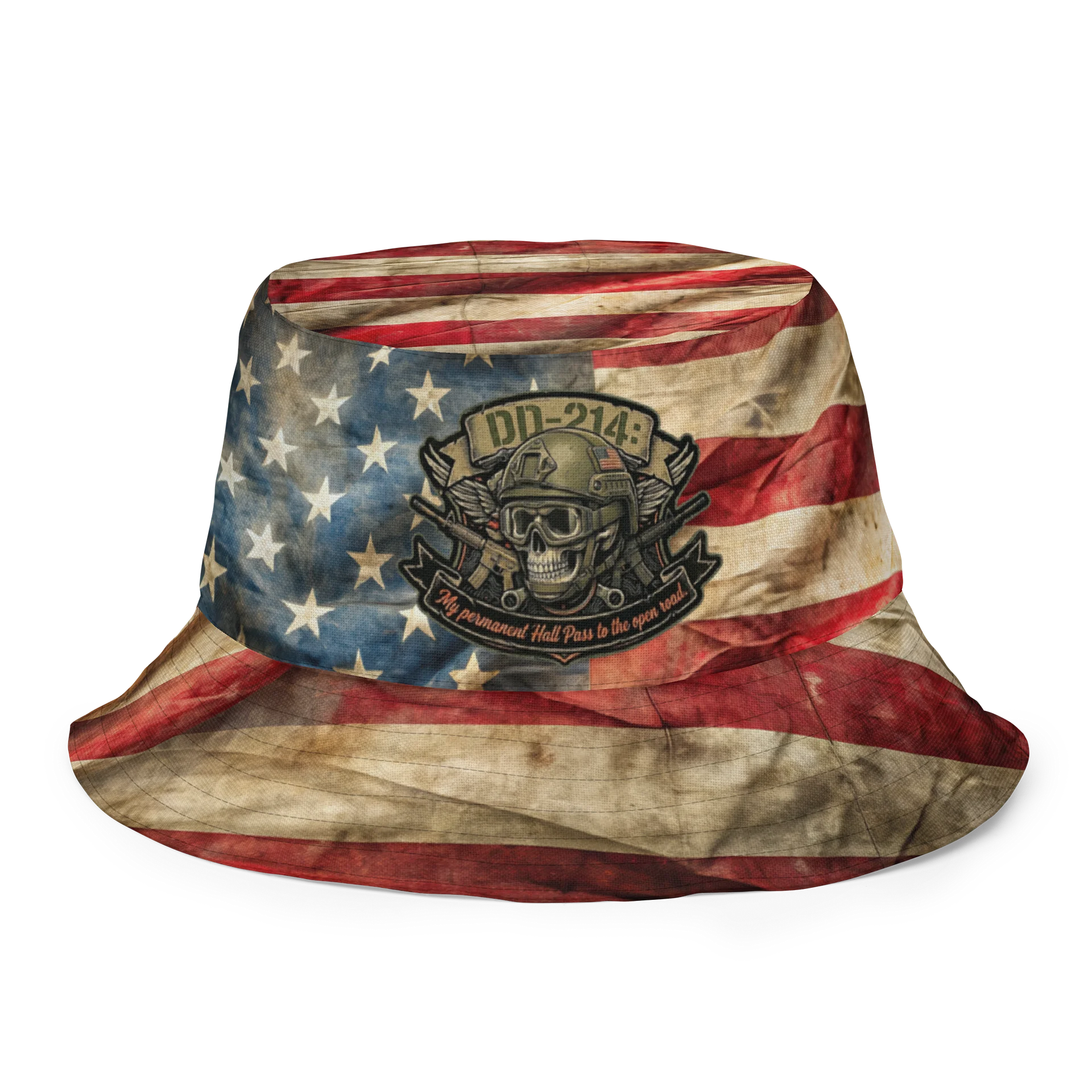 Murican Flag, Faded, MötoGraffitti Logo'd Reversible Boonie Cap product image (8)