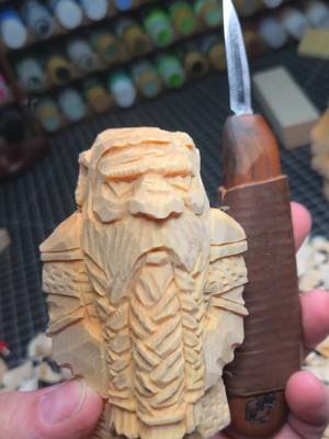 More Dwarves hand carved from Basswood today, setting aside to do the wax and oil all at the same time. Gonna do an Etsy drop of them later this week. #woodcarving #whittling #fantasyartist #fantasyart #lotr 