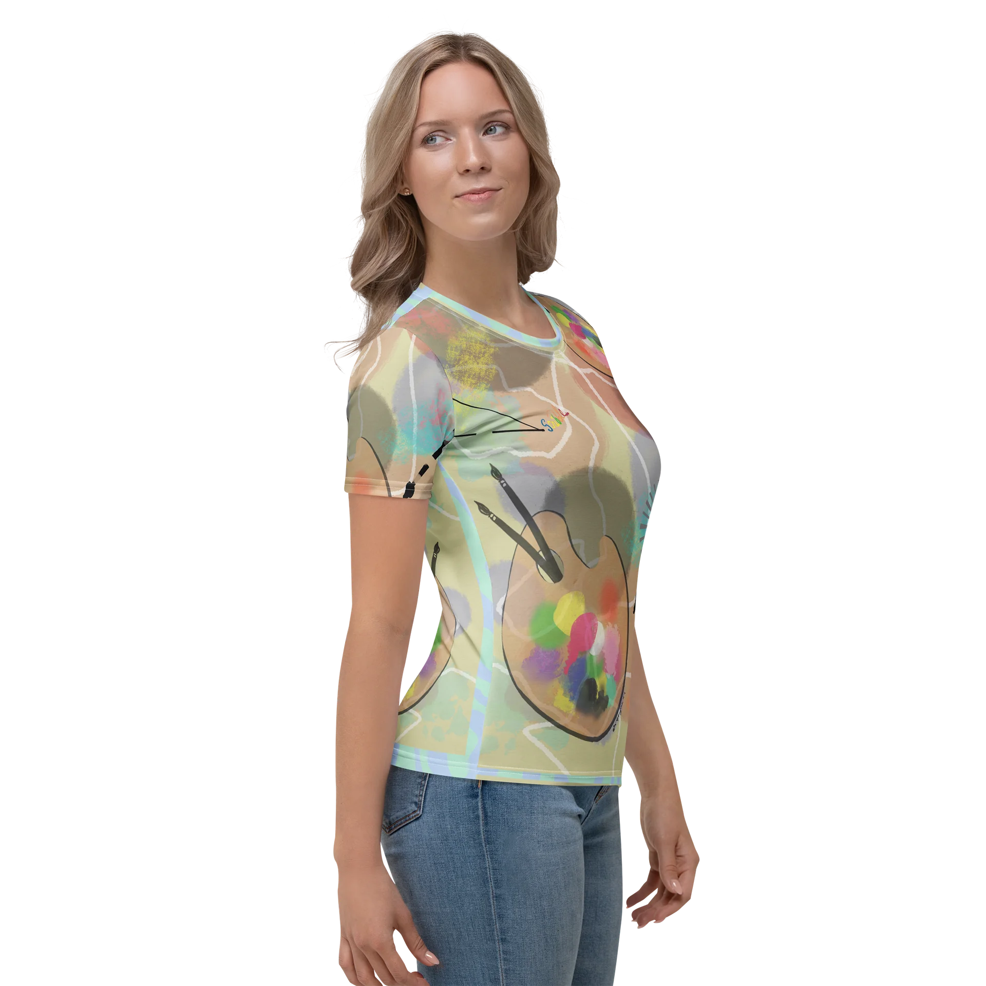 Women's Crew Neck Tee 'Paint It Softly' product image (5)