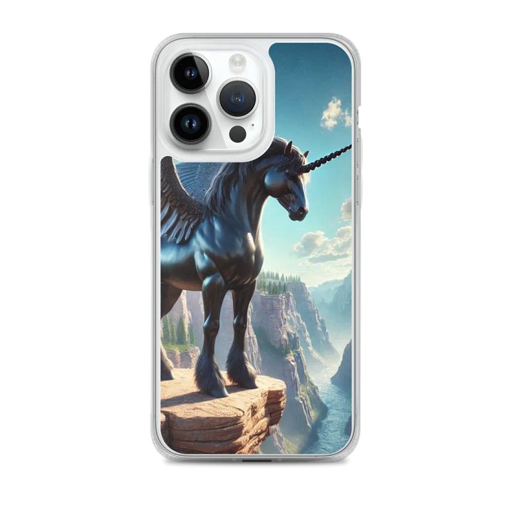 MagSafe® Clear Case for iPhone® | AI-Designed Black Winged Unicorn product image (2)
