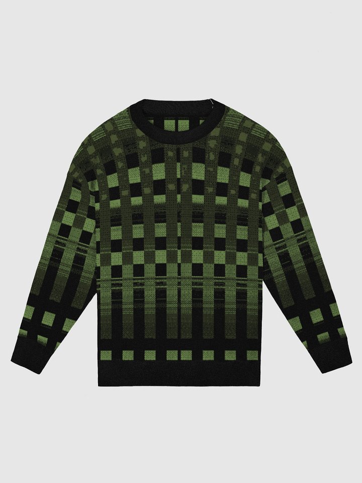 PIXEL GRID | KNITTED CREWNECK SWEATER – FOREST & MOSS GREEN product image (1)