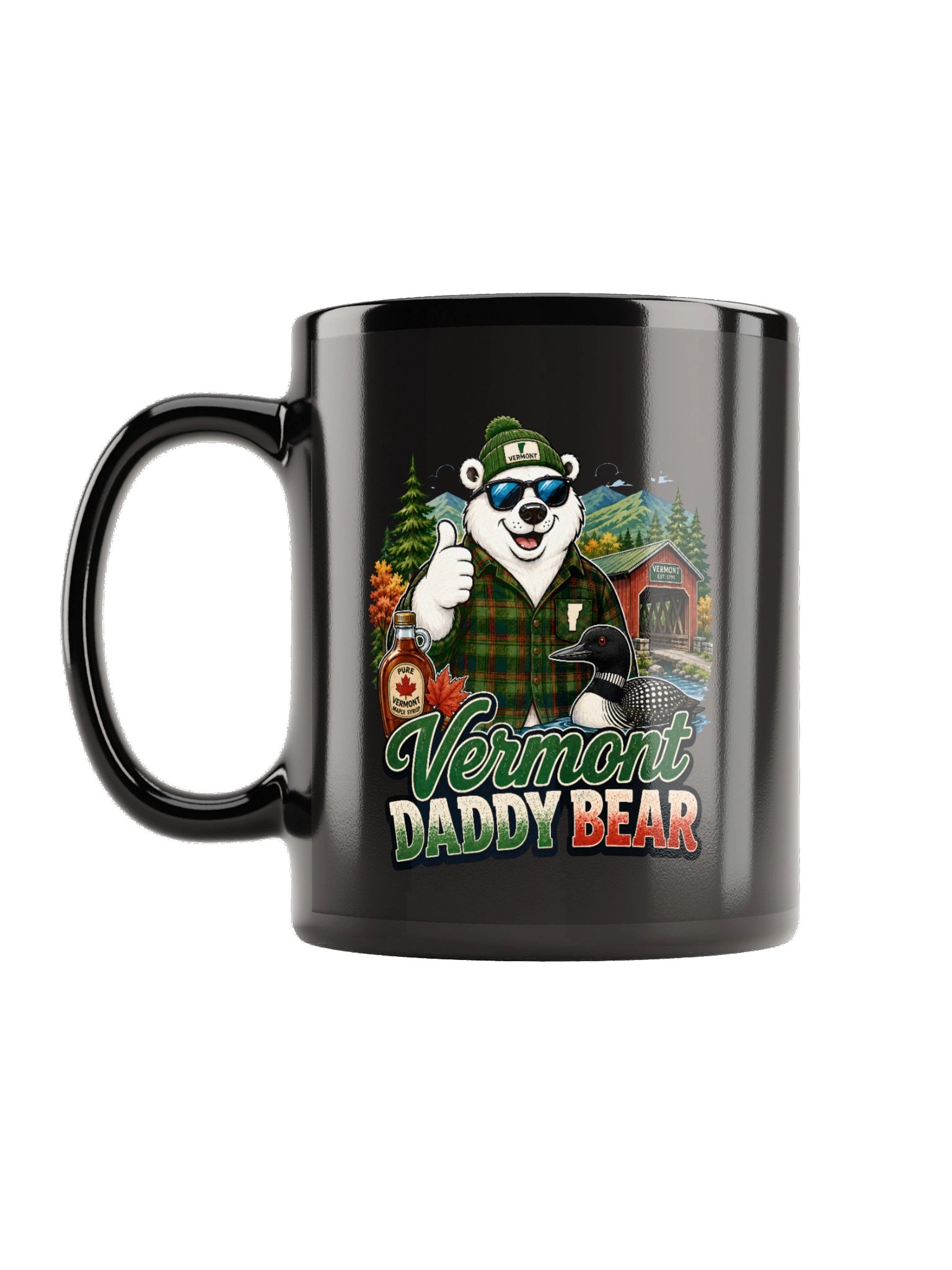 Vermont Daddy Bear Retro Polar Bear Covered Bridge Design product image (2)