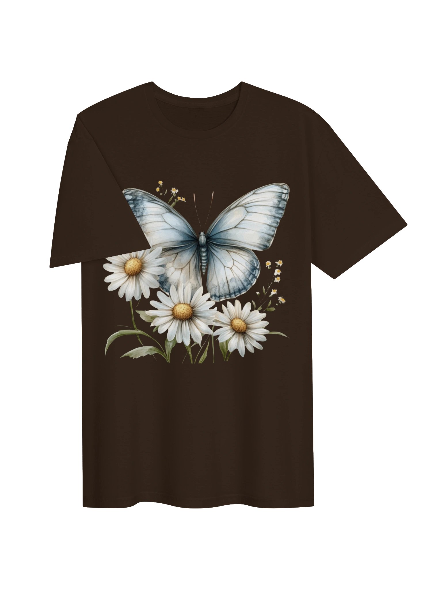 Butterfly & Daisy T-Shirt | Blue Butterfly Floral Graphic Tee for Nature Lovers product image (14)