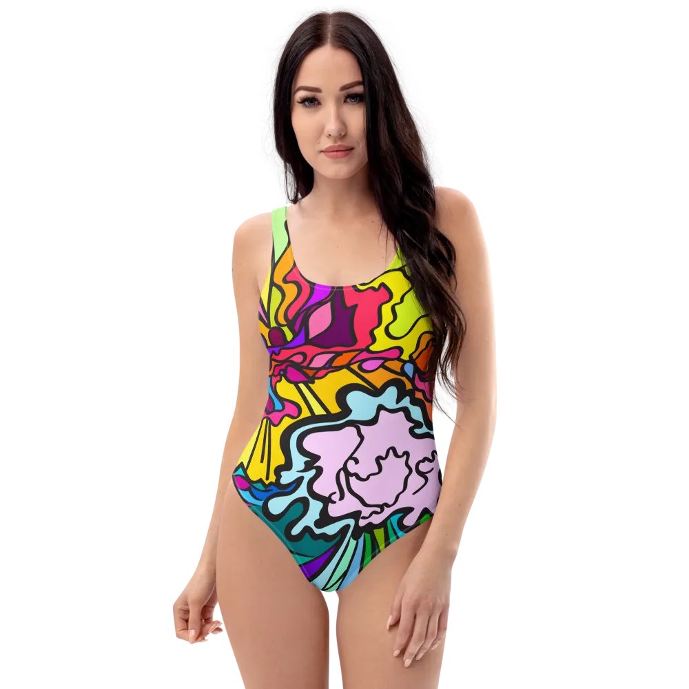 Psychedelic Flow All-Over Swimsuit - Wave at Sunset product image (3)