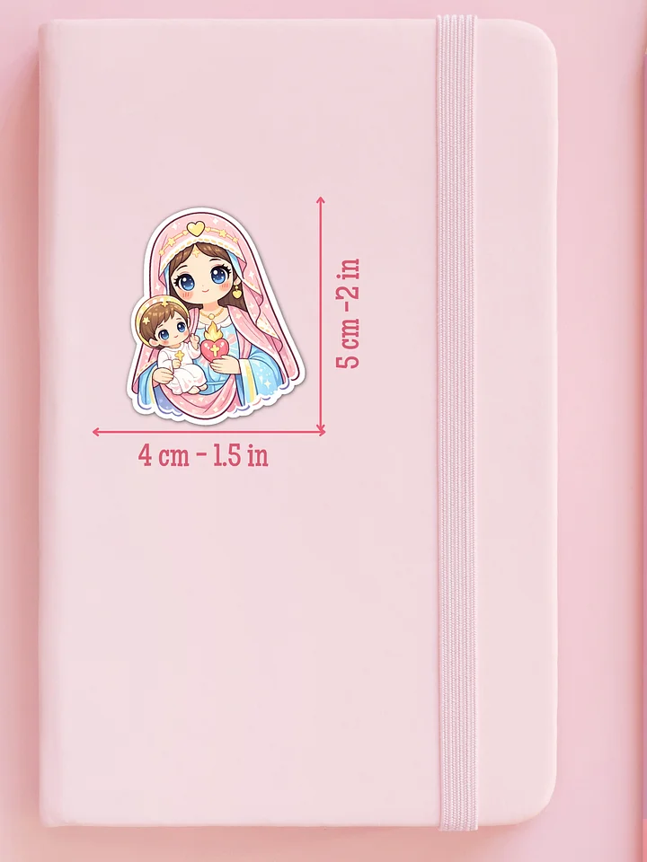 Kawaii Chibi Mary and Baby Jesus Vinyl Sticker product image (2)