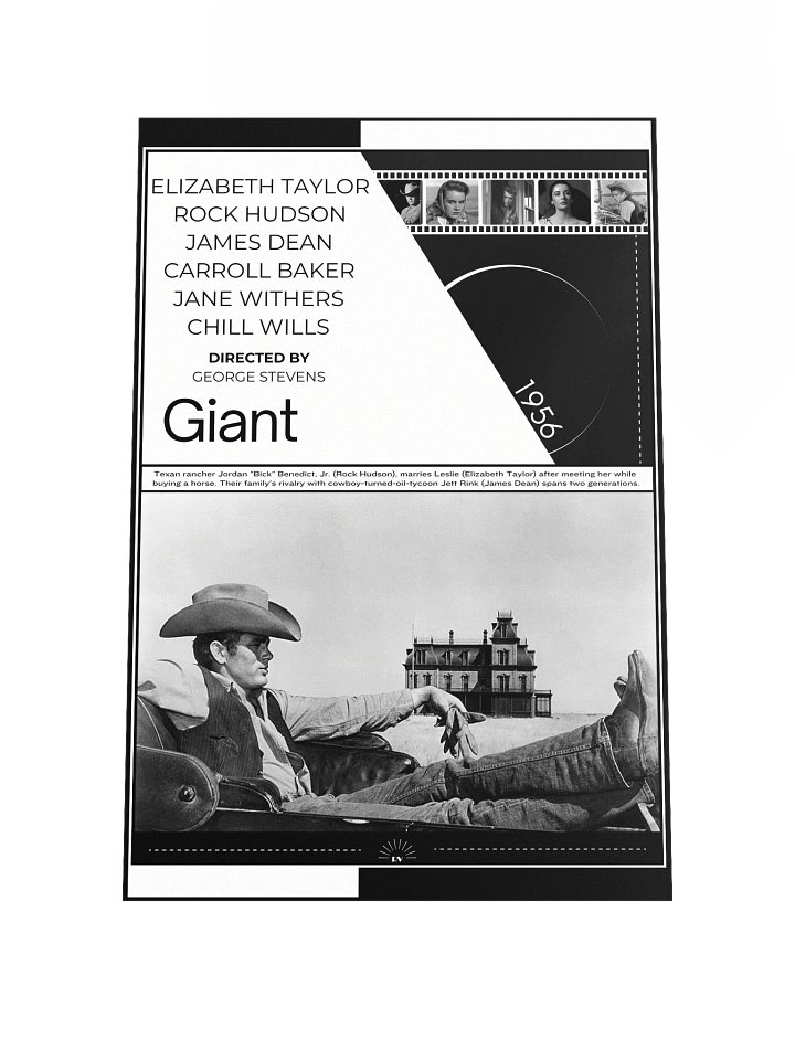 Giant with James Dean and Elizabeth Taylor 1956 | Movie Poster | 12x18 Wall Art product image (1)