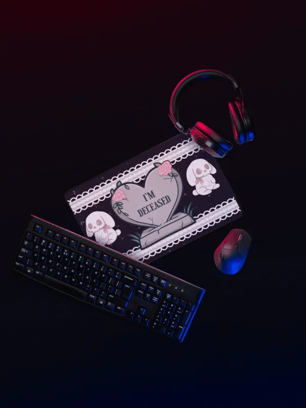 I'm Deceased/Skelly Bunny Desk Mat - Black product image (2)
