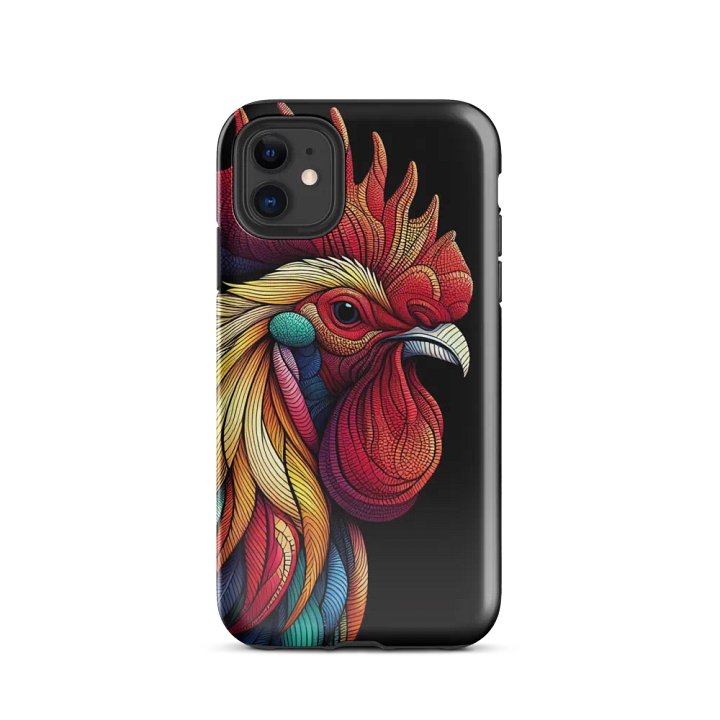 Vibrant Rooster Tough iPhone® Case | AI work design rooster product image (24)
