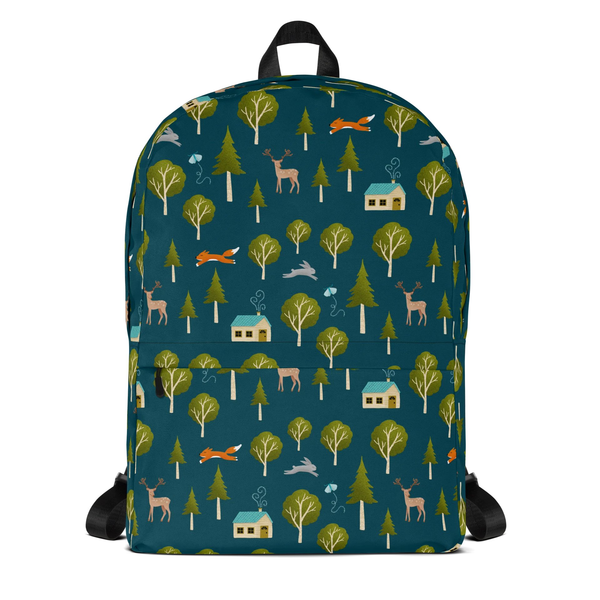 Cozy Cabin and Forest Animals All-Over Print Backpack product image (1)