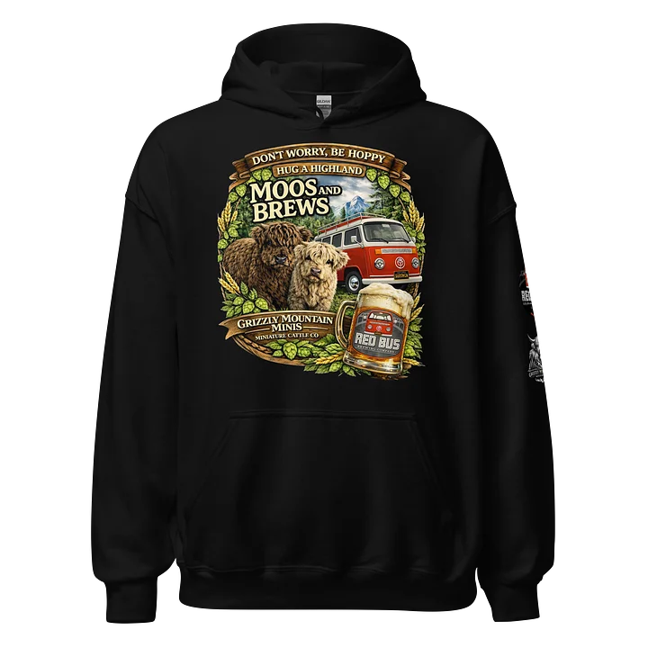 Moos & Brews - Don't Worry, Be Hoppy, Hug a Highland Hoodie product image (1)
