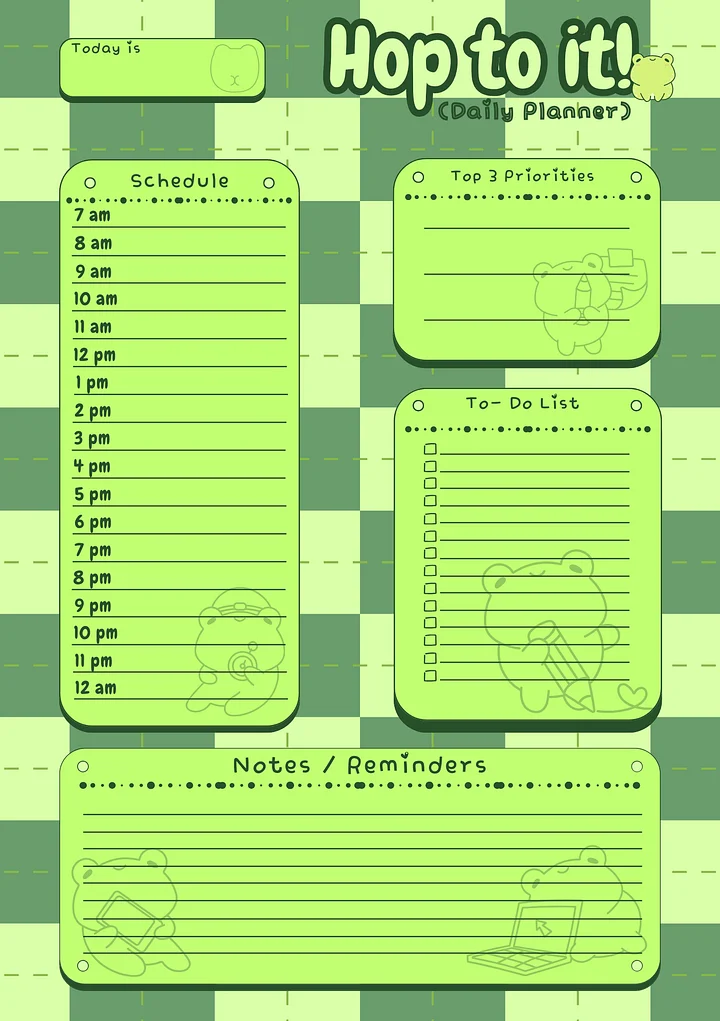 April's Planner Design - Frog Daily, Weekly, and Monthly Planner Sheets (A5 Size) product image (1)