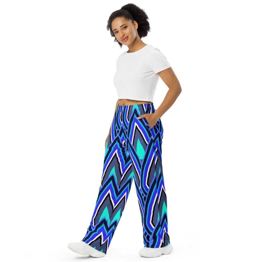 Blue Teardrop Wide Leg Pants product image (4)