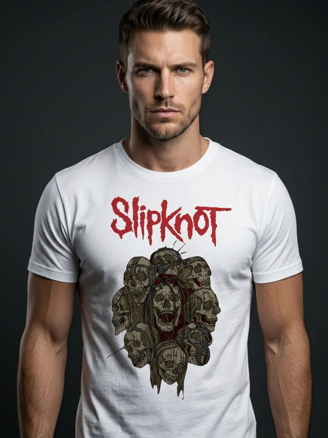 Slipknot T-Shirt Nine Members Skull Portrait Dark Art | Corey Taylor Nu Metal Graphic Tee | Heavy Metal Maggot Collector Shirt product image (1)