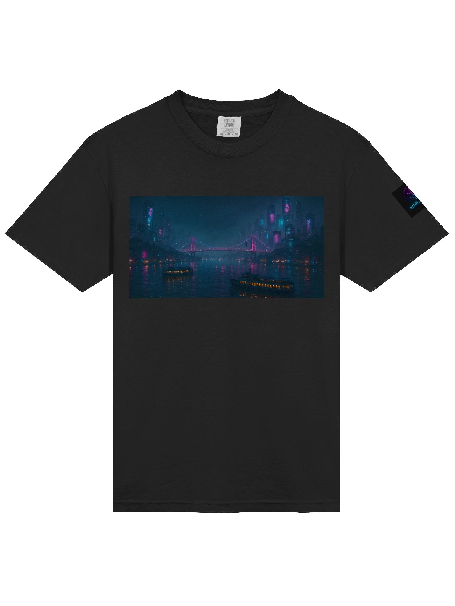 Cyberpunk Istanbul Bosphorus Graphic T-Shirt - 100% Cotton Unisex Heavyweight Crew Neck Streetwear Top product image (3)