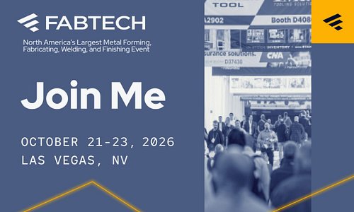 FABTECH 2026 is just ONE MONTH away!

The technology is impressive, but the people make FABTECH special. I’m heading to Las V...