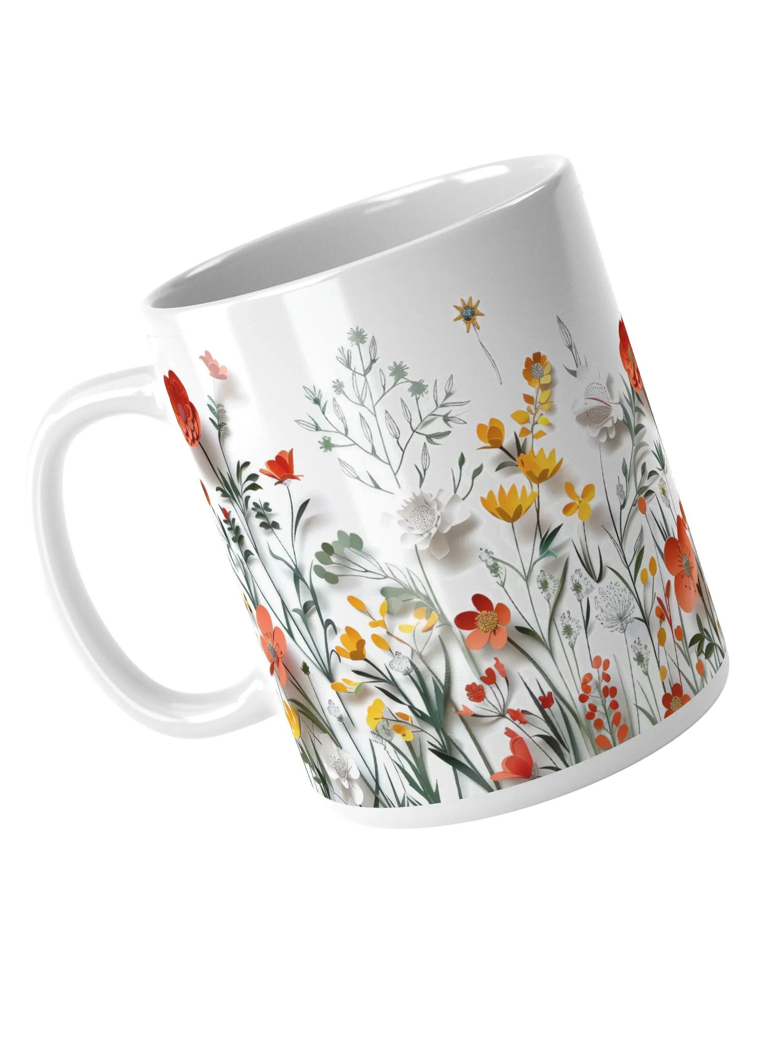 Multicolor Floral White Glossy Ceramic Mug by Treasure Pie product image (5)