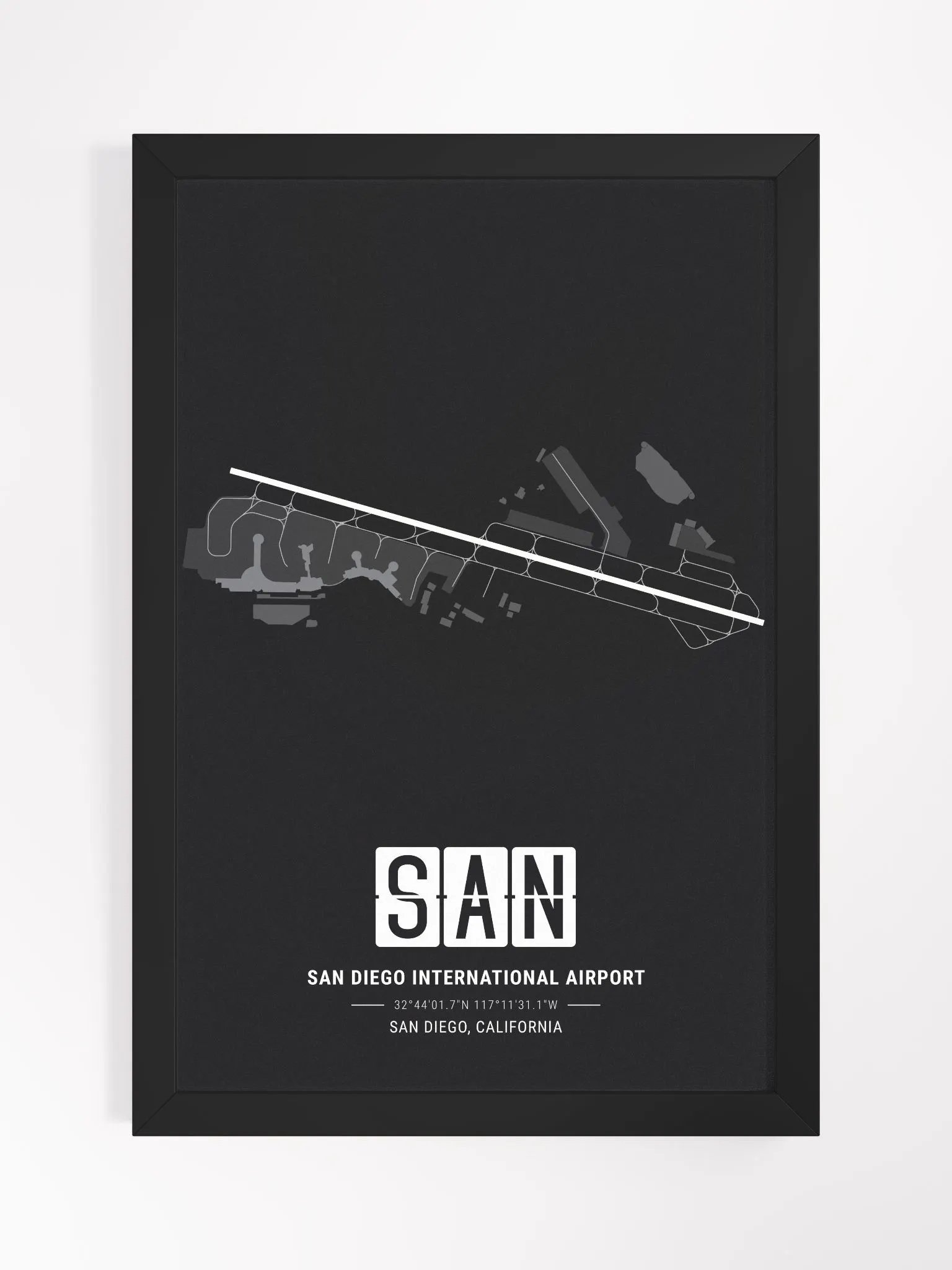 Framed Airport SAN Premium Map On Matt Paper product image (1)