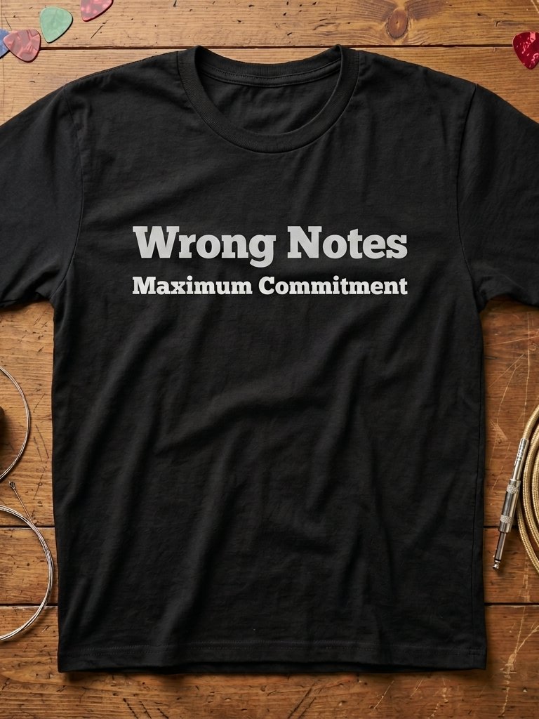 Wrong Notes. Maximum Commitment. Guitar T-Shirt product image (1)
