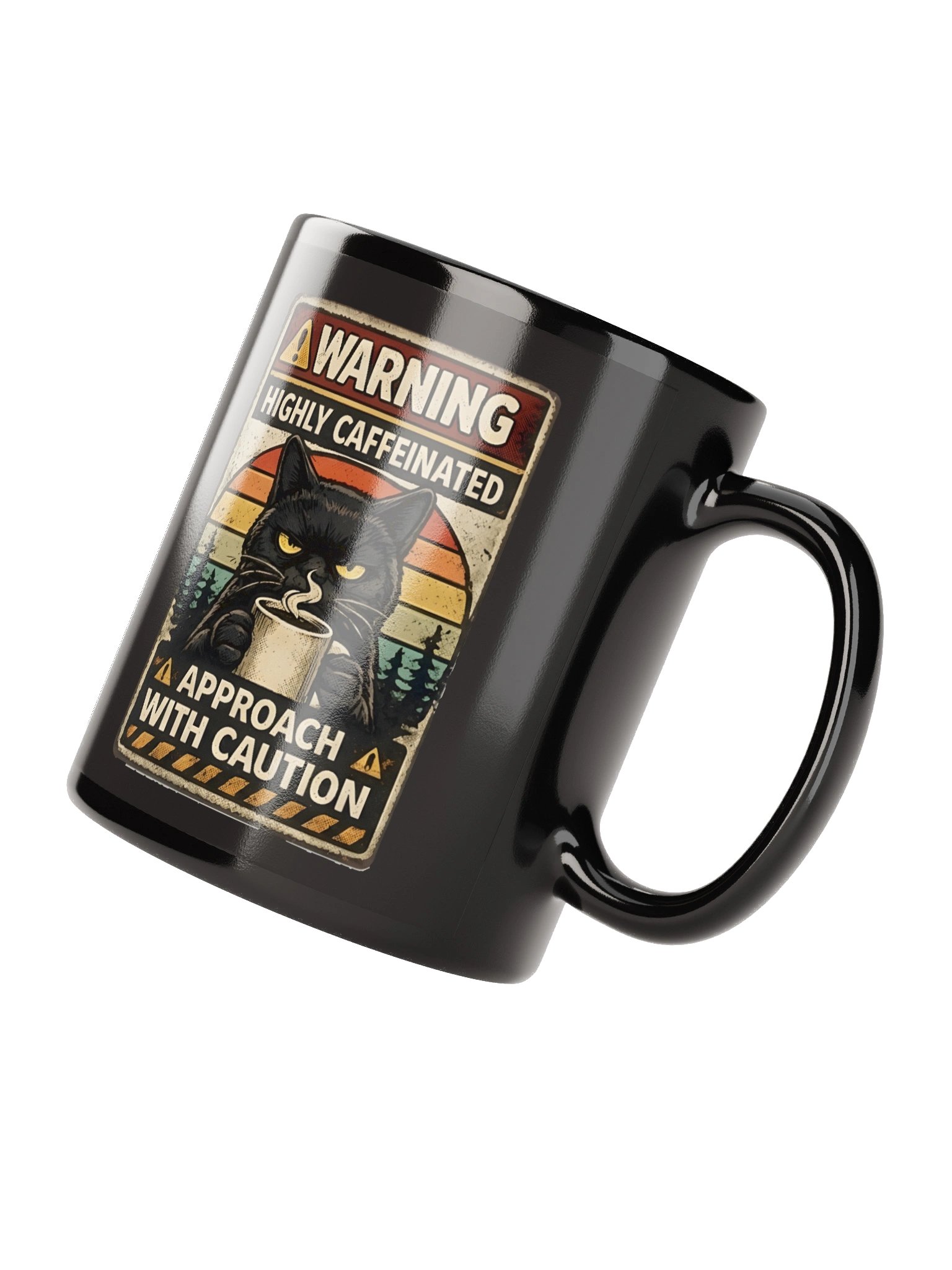 Warning: Highly Caffeinated – Funny Cat Mug (Approach With Caution) product image (4)