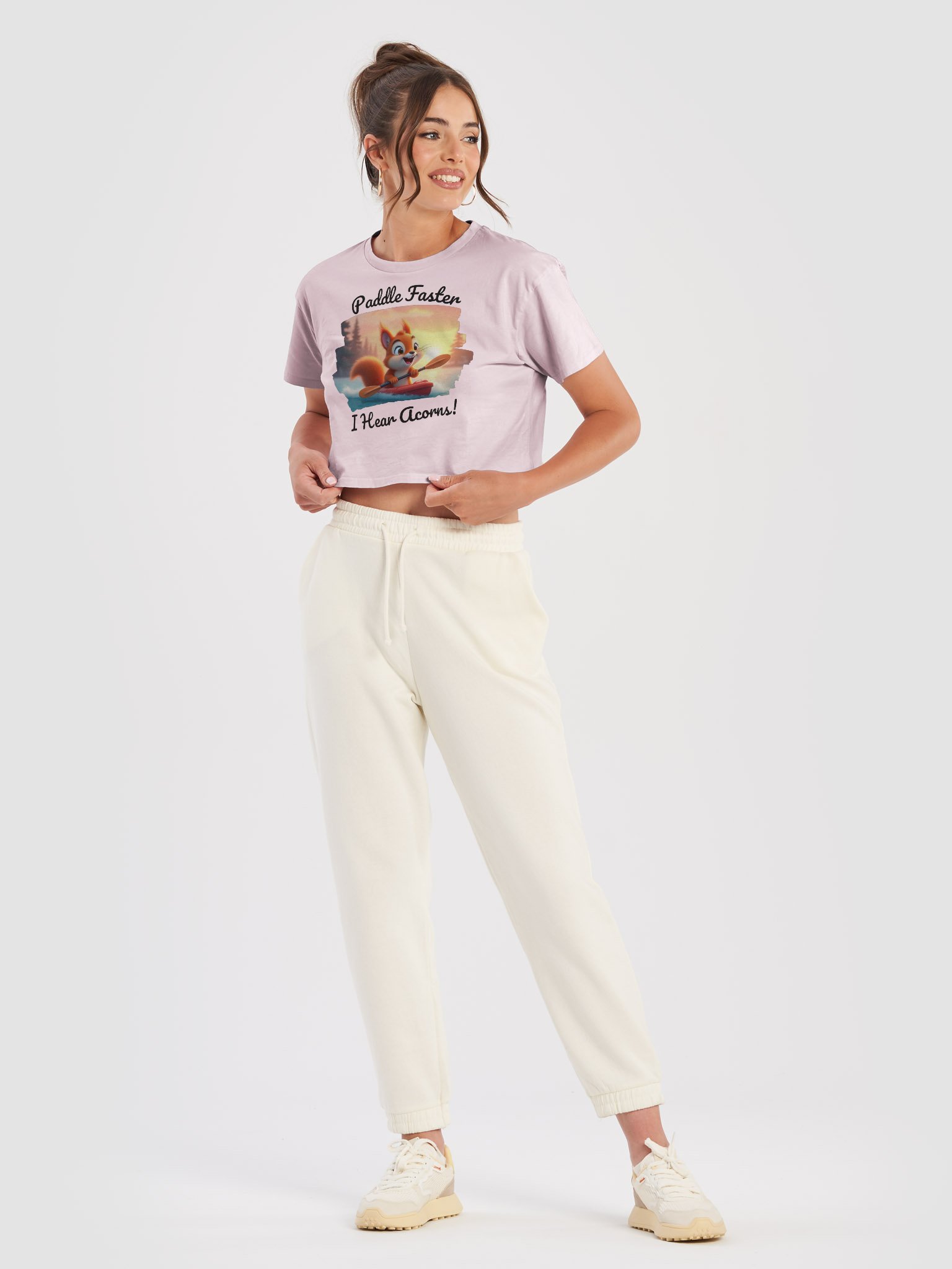 Paddle Faster, I Hear Acorns – Funny Kayaking Red Squirrel Women’s Crop Top product image (3)