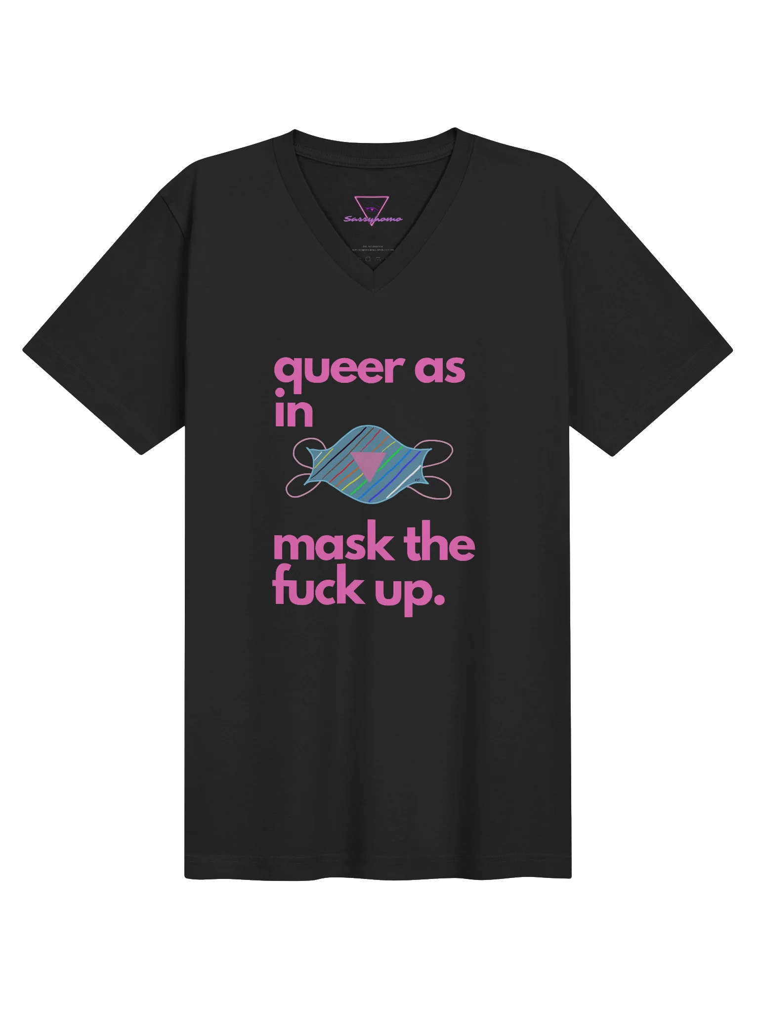 Queer As In Mask TF Up v-neck tee product image (1)