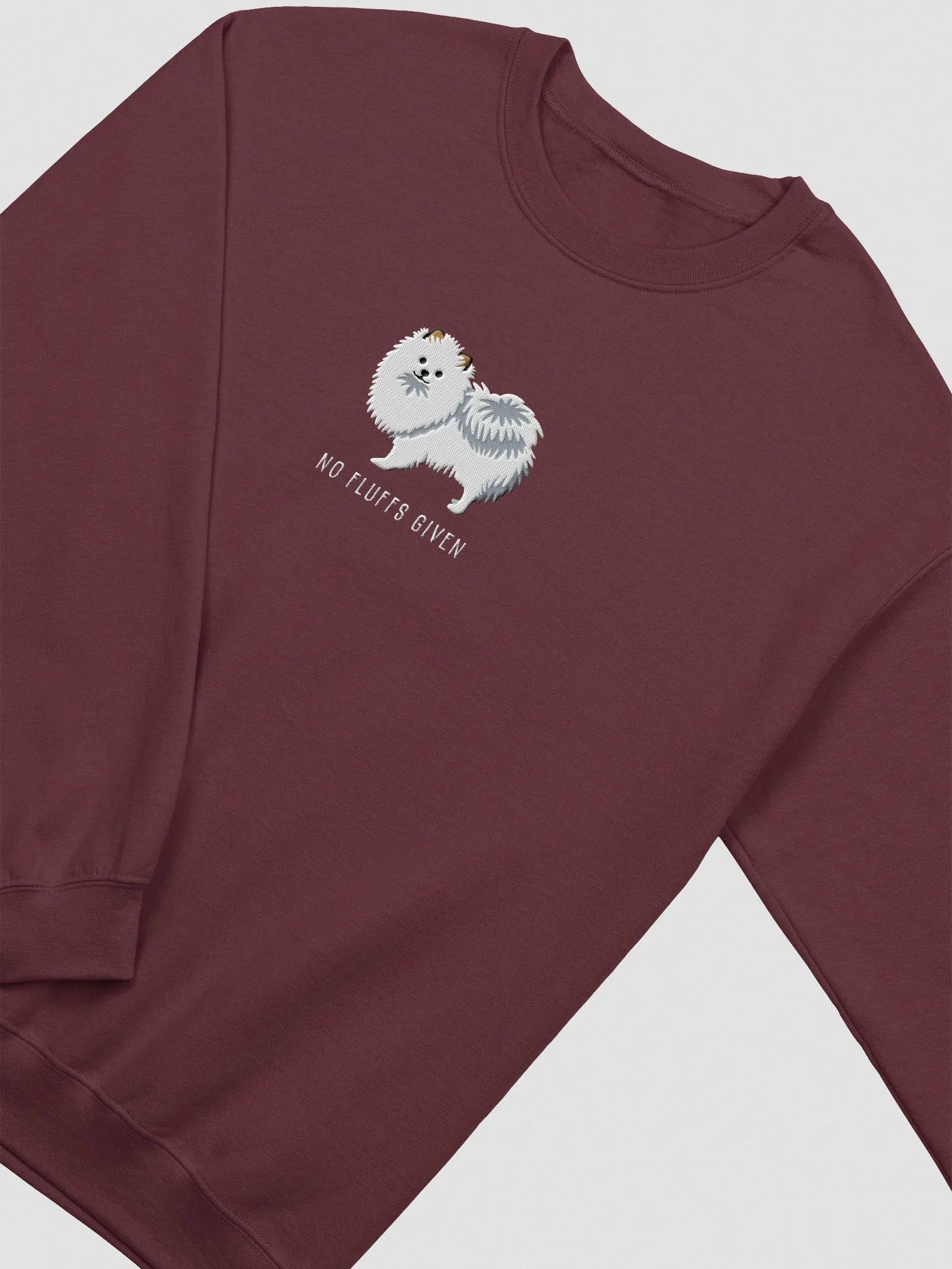 No Fluffs Given Sweatshirt (Embroidered) of a Pomeranian(White) product image (6)