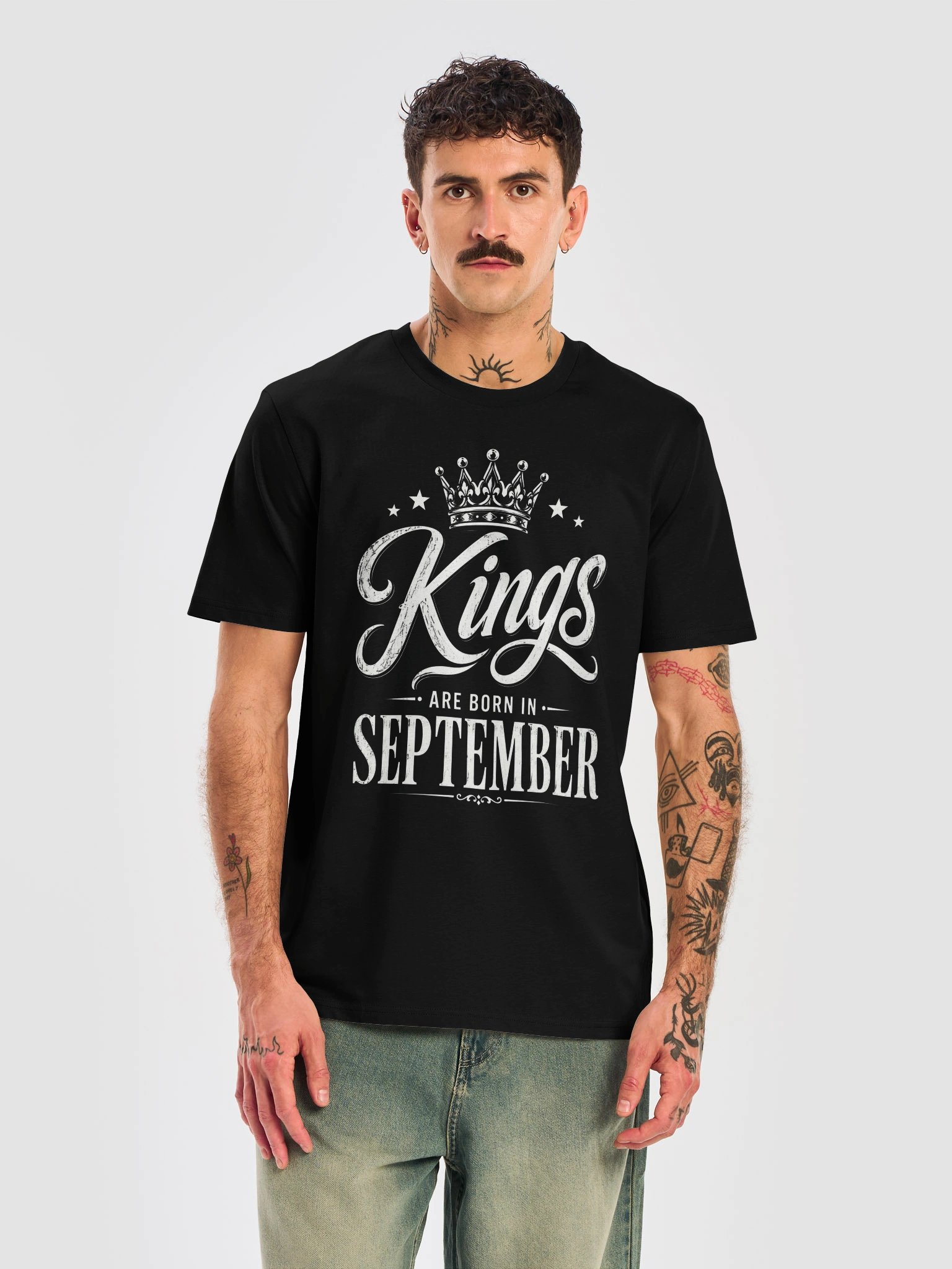 Funny September Birthday Shirt, Kings Are Born In September T-Shirt, September King Birthday Gift, Proud King Graphic Tee product image (5)