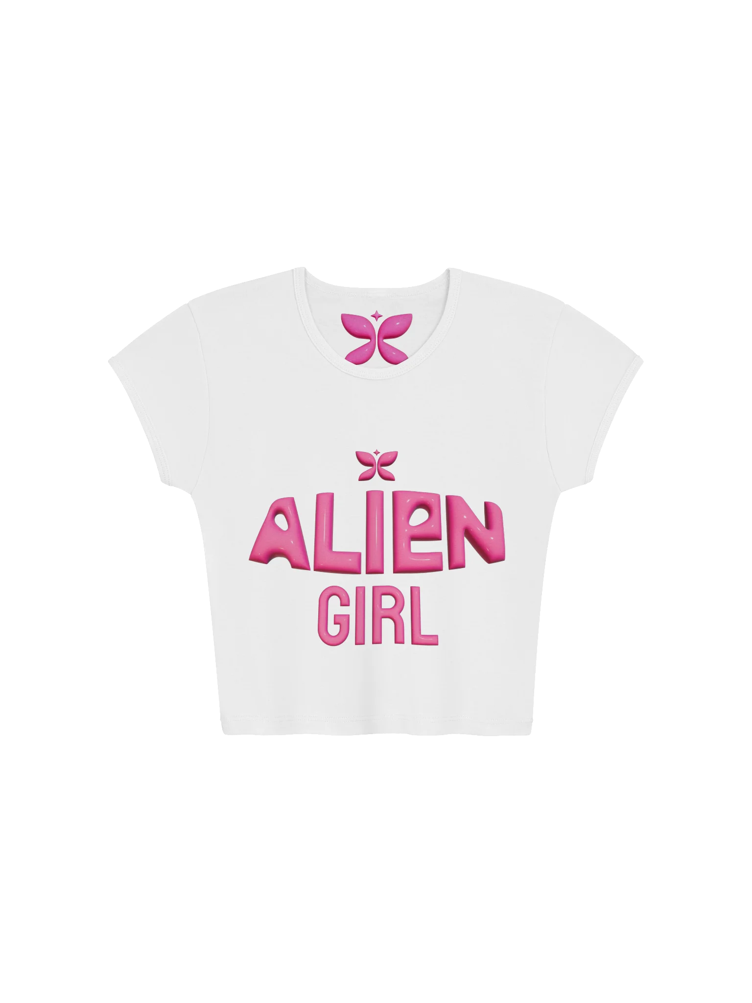 Alien Girl Pink 3D Butterfly Baby Tee product image (1)