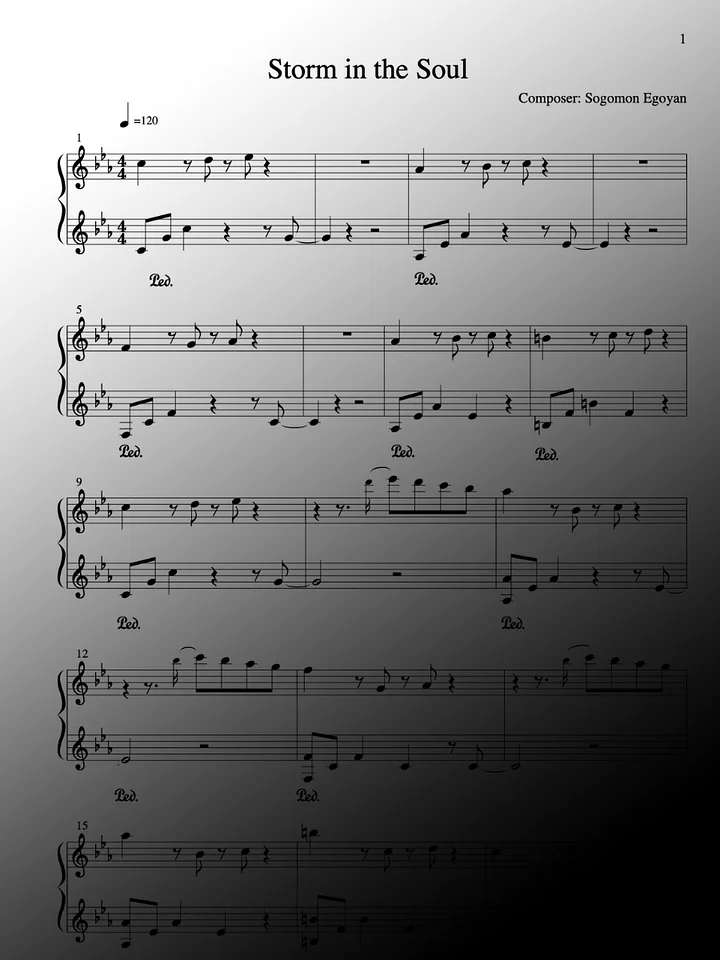 Storm in the Soul by Sogomon Egoyan - Piano Sheet Music (Advanced and Easy versions) product image (1)