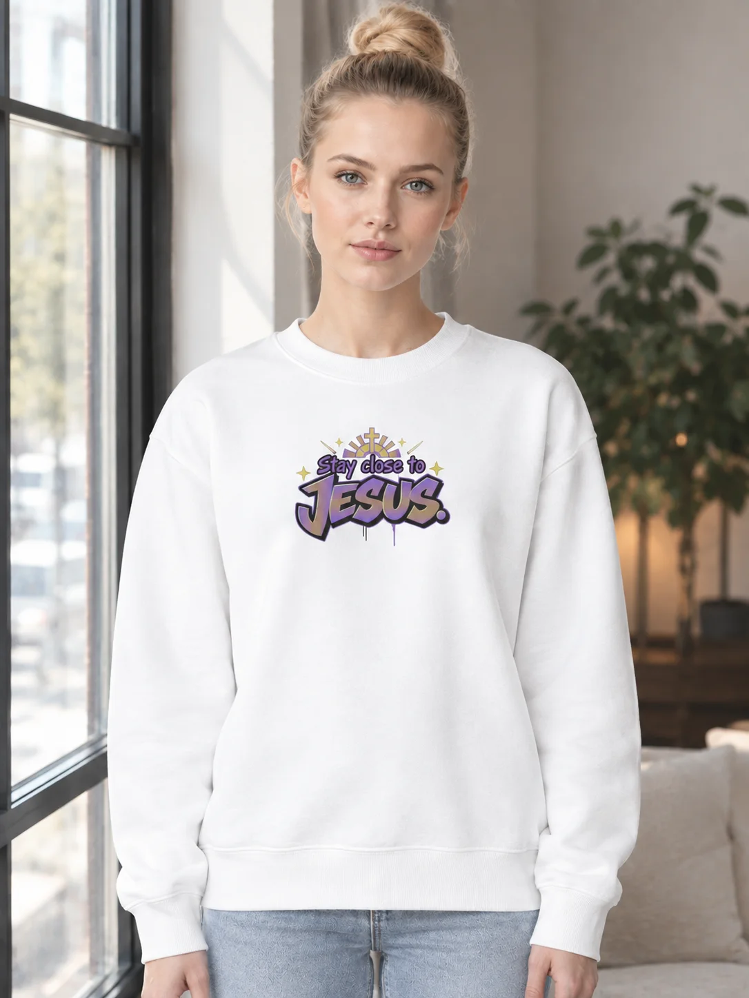 Stay Close to Jesus Girls Crewneck Sweatshirt product image (3)