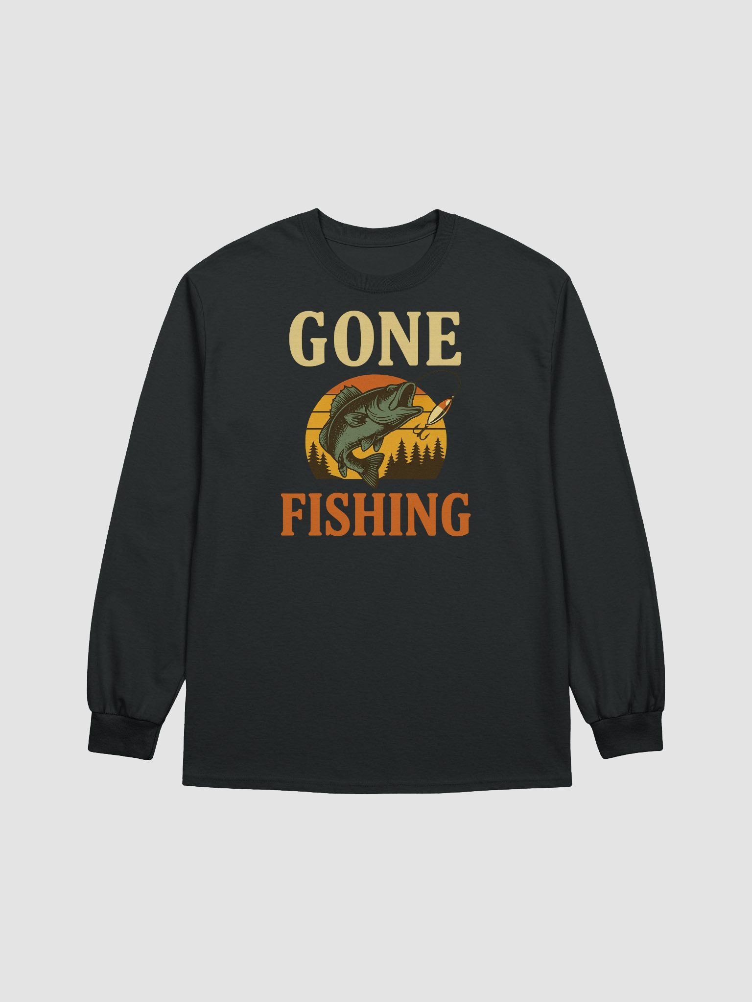 Gone Fishing Long Sleeve T-Shirt – Largemouth Bass Vintage Tee product image (6)