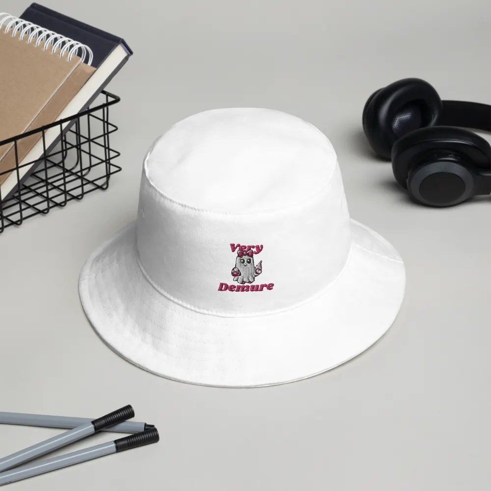 Very Demure Cute Ghost Embroidered Cotton Bucket Hat product image (7)