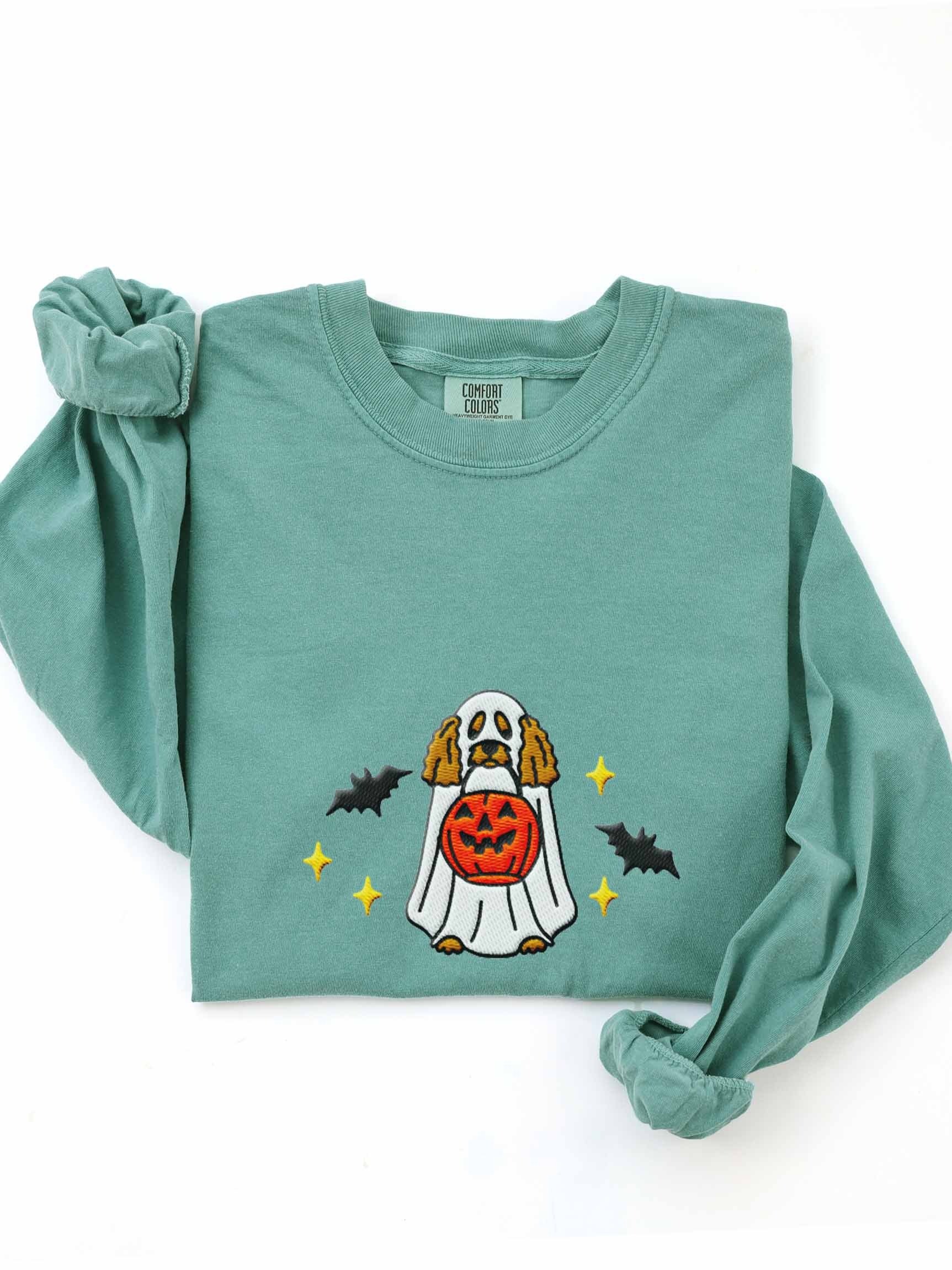 Halloween Miniature Poodle(Tan) Embroidered Long-Sleeve T-Shirt product image (1)
