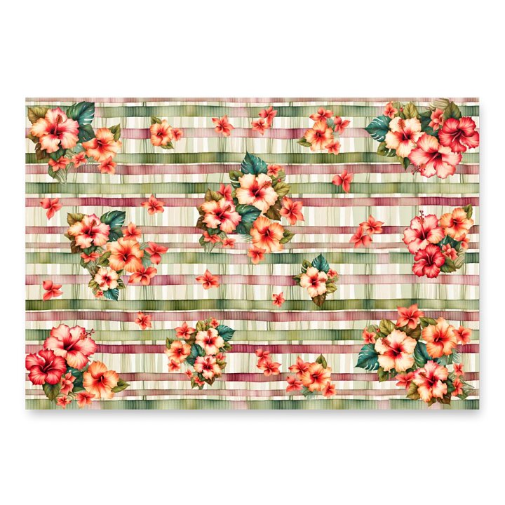 Tropical Christmas Floral and Stripe Wrapping Paper product image (2)