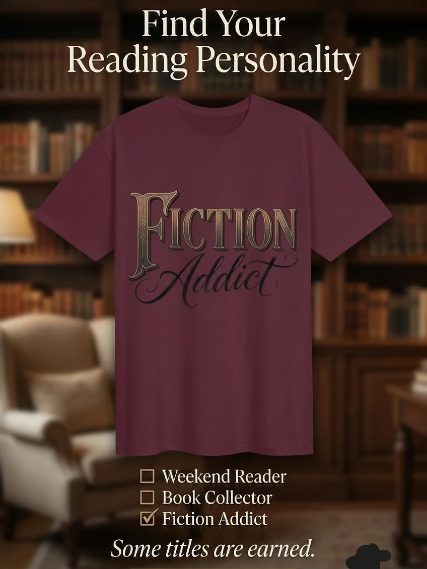 Fiction Addict Luxury Bookish Tee – Dark Academia & Fantasy Reader T-Shirt product image (4)
