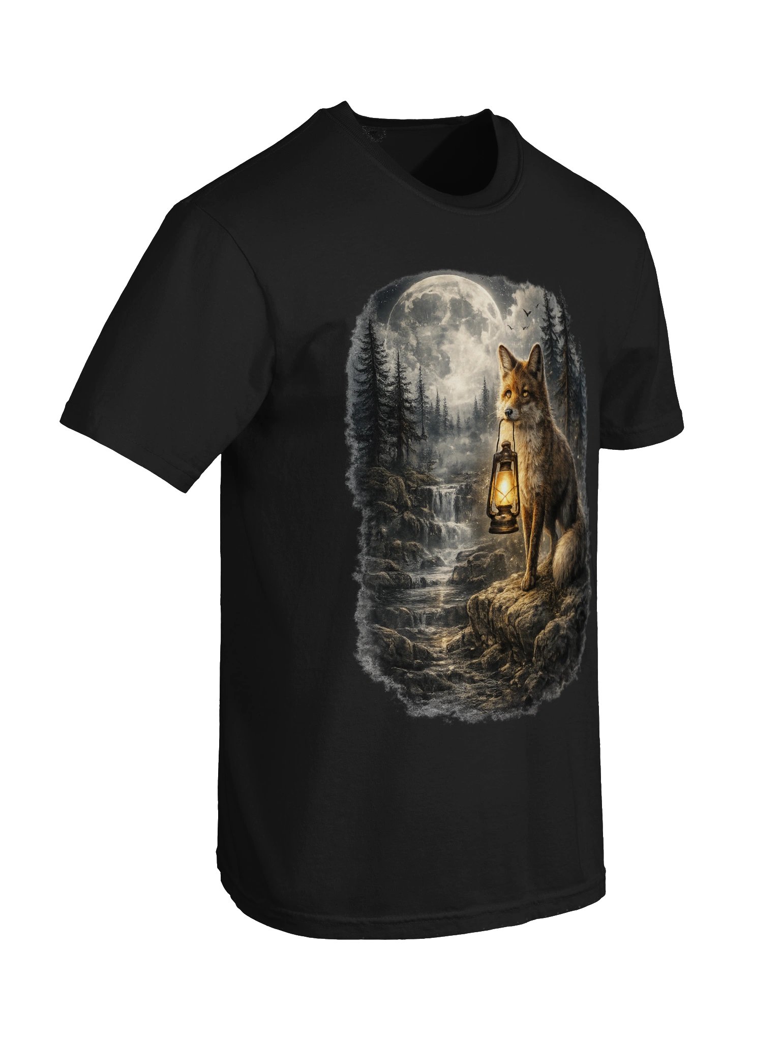 Moonlit Fox Lantern Graphic Tee | Fantasy Woodland Cottagecore Shirt product image (6)