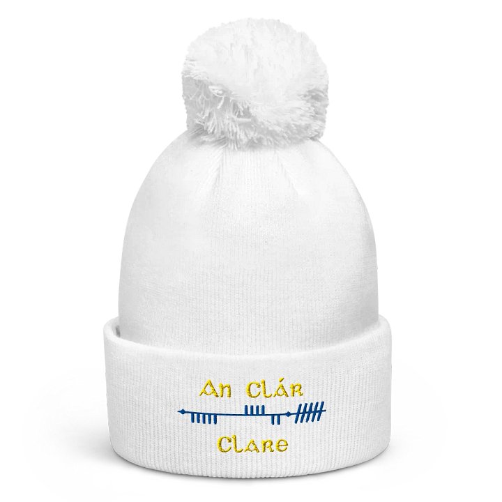 Clare/An Clár, Scholastic Style Ogham embroidered Pom-Pom Beanie product image (1)