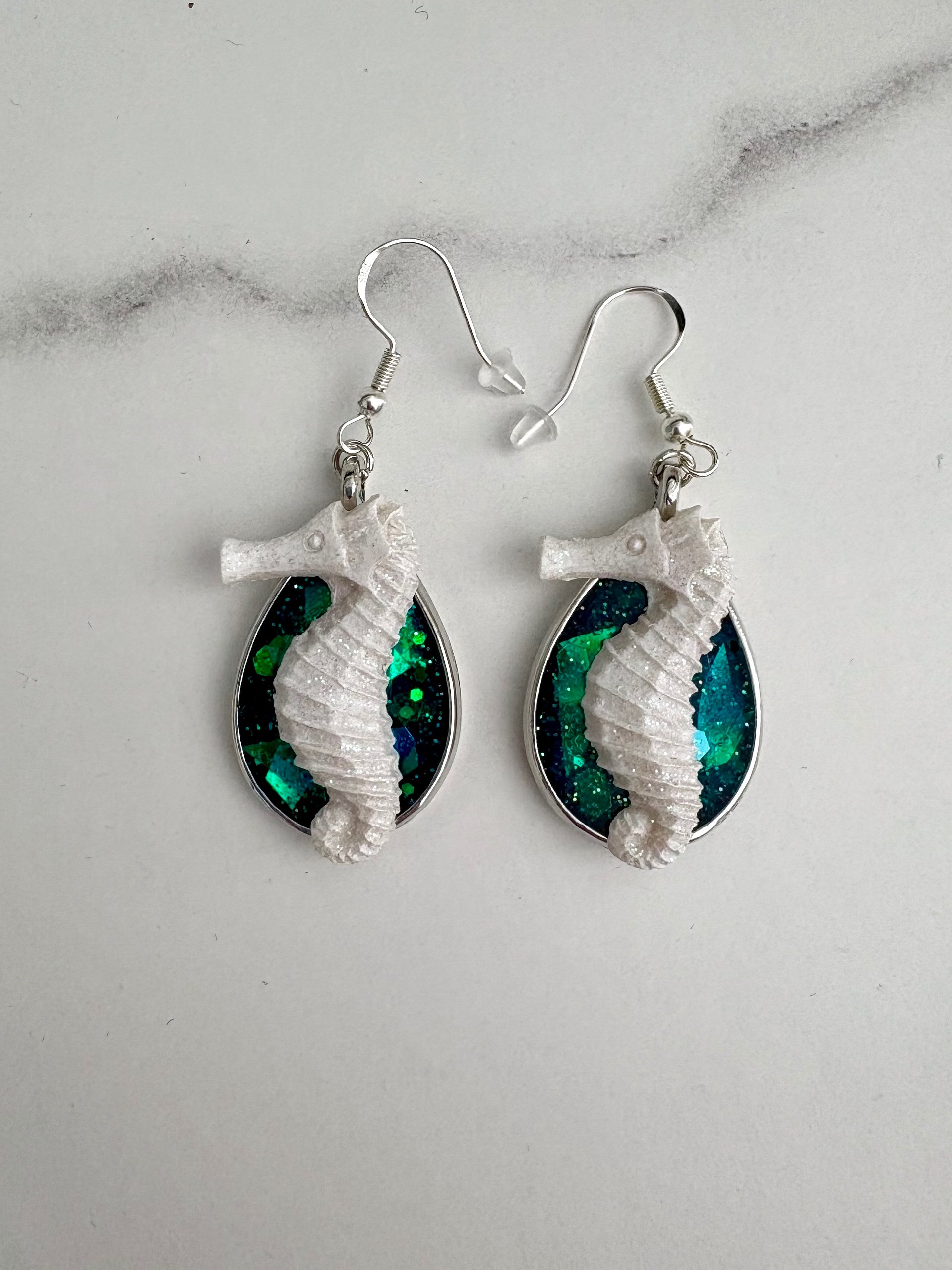 MFD-00287 | Sparkle Seahorse Earrings | Handmade Coastal Charm Jewelry by Monique Faella Designs™ product image (2)
