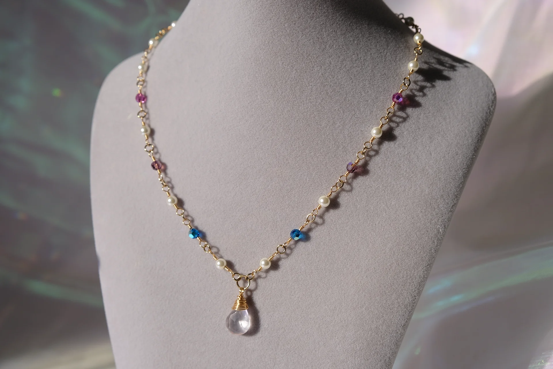 Bi pride - Rose quartz pendant necklace product image (4)