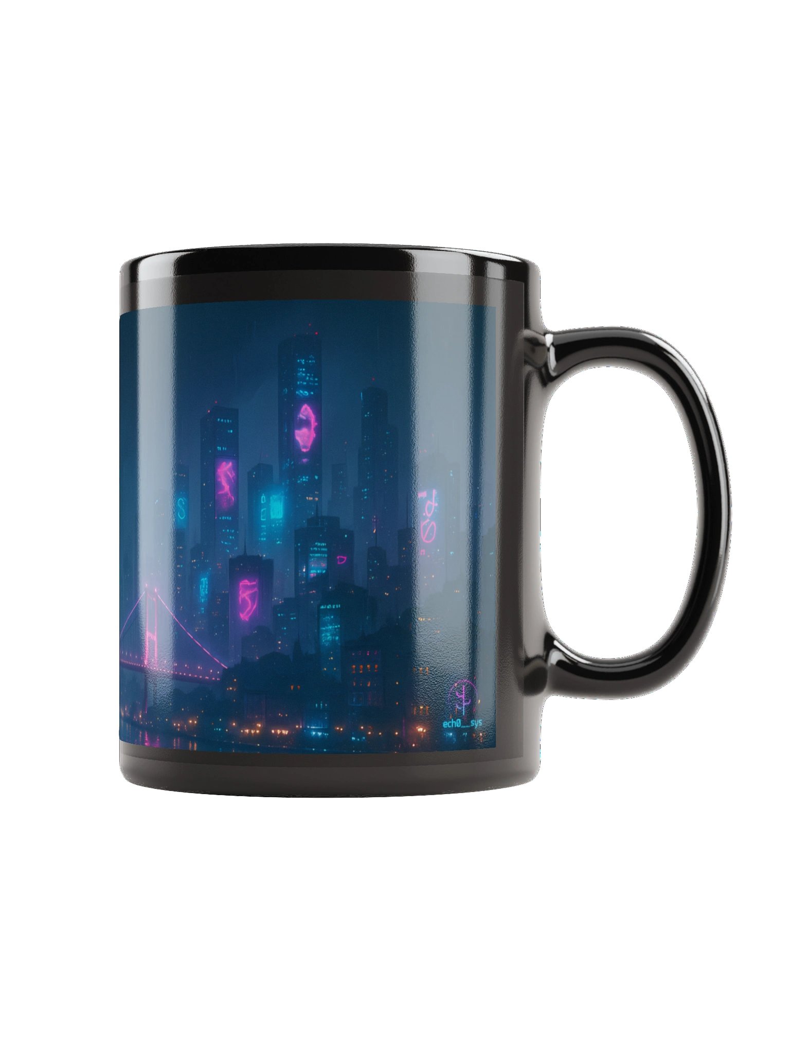 Cyberpunk Istanbul Bosphorus Mug - Glossy Black Ceramic Coffee Cup (11oz / 15oz, Dishwasher & Microwave Safe) product image (1)