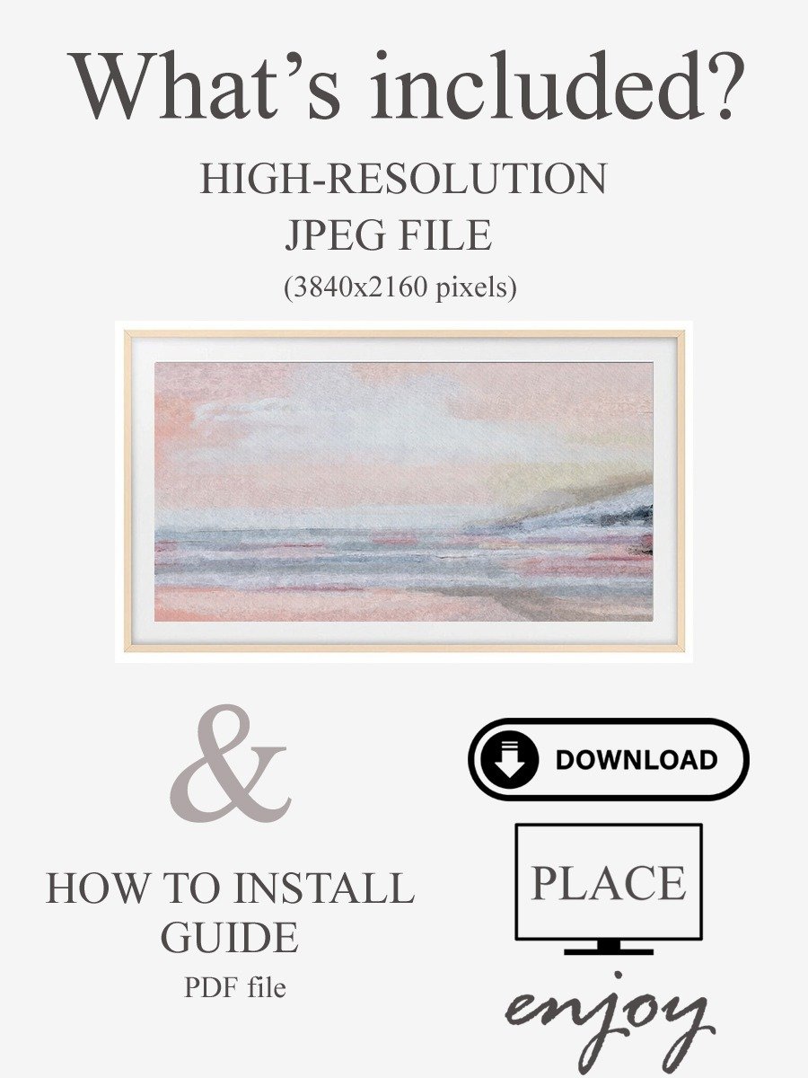 Samsung Frame TV Art Pink Pastel Abstract Landscape Oil Painting Screensaver Digital TV Background product image (4)