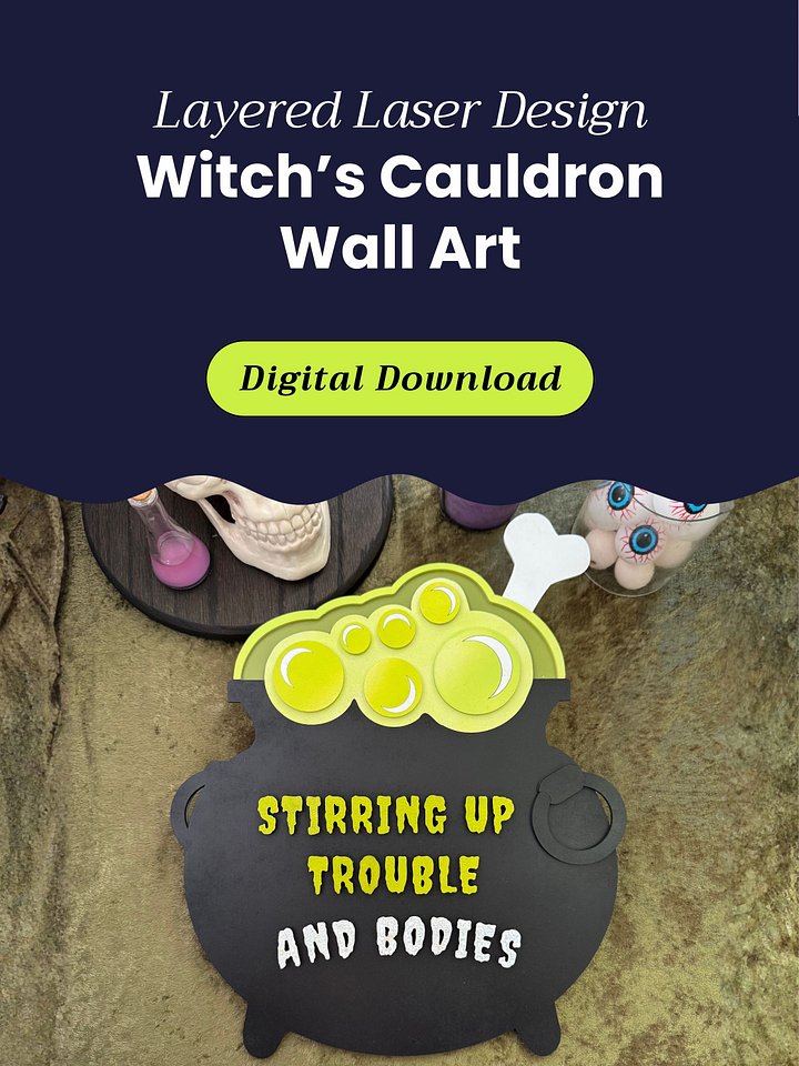Witch's Cauldron Layered Art - Digital Laser Cut File product image (1)