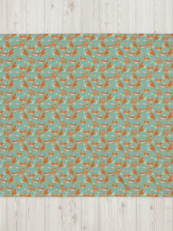 Bad Orange Tabby Cats Knocking Stuff Over Throw Blanket, Green product image (13)