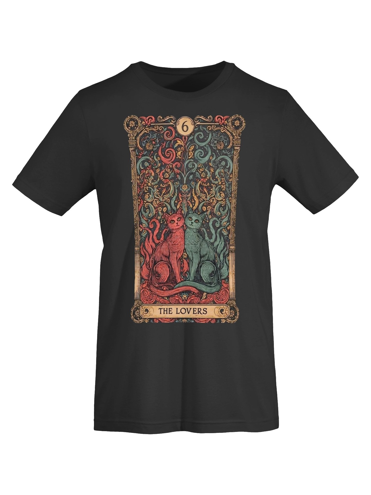 Cat Tarot Shirt, The Lovers Tarot Card Tee, Mystical Cat Graphic product image (6)