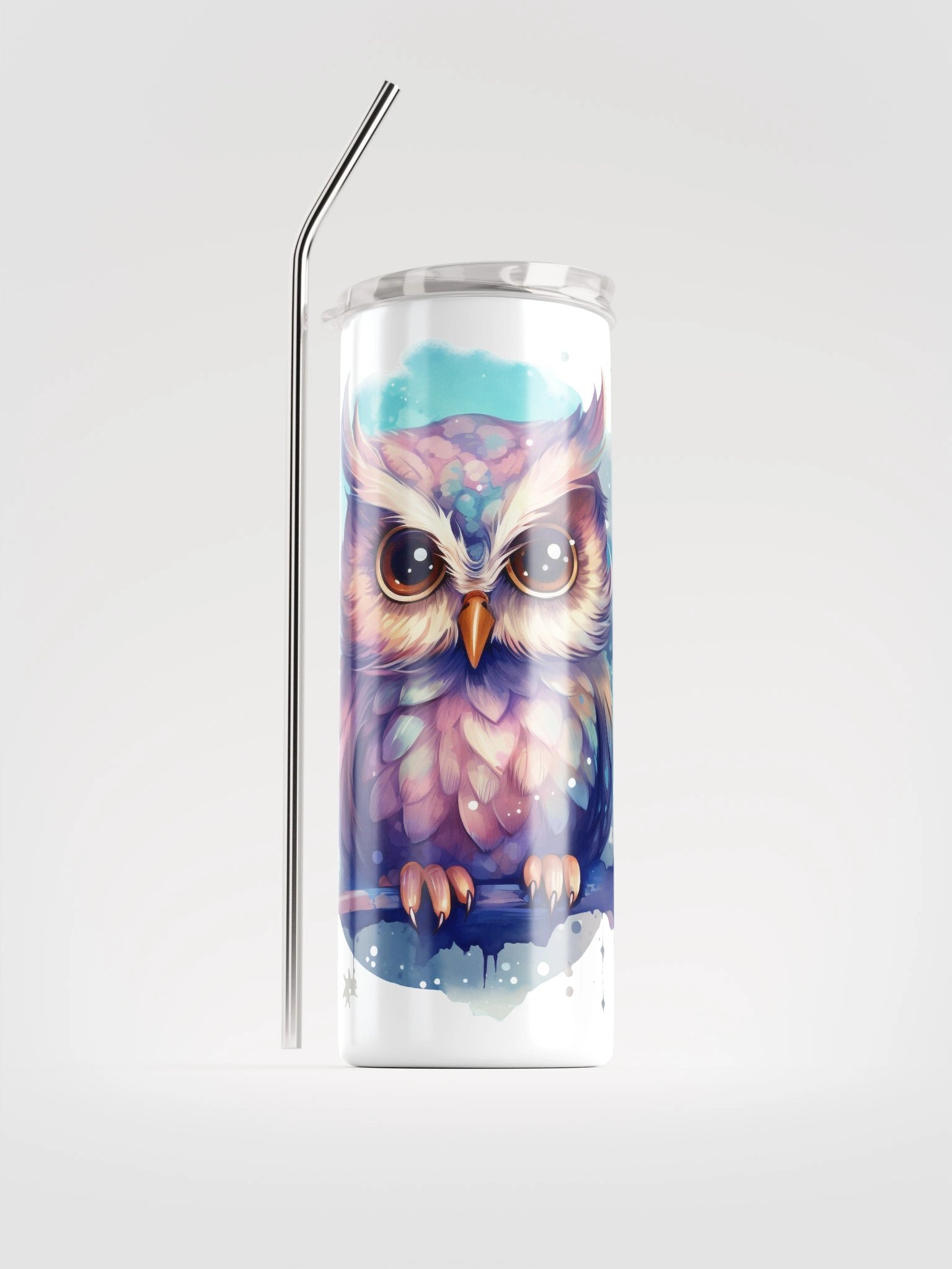 Watercolour Owl Stainless Steel Tumbler product image (1)