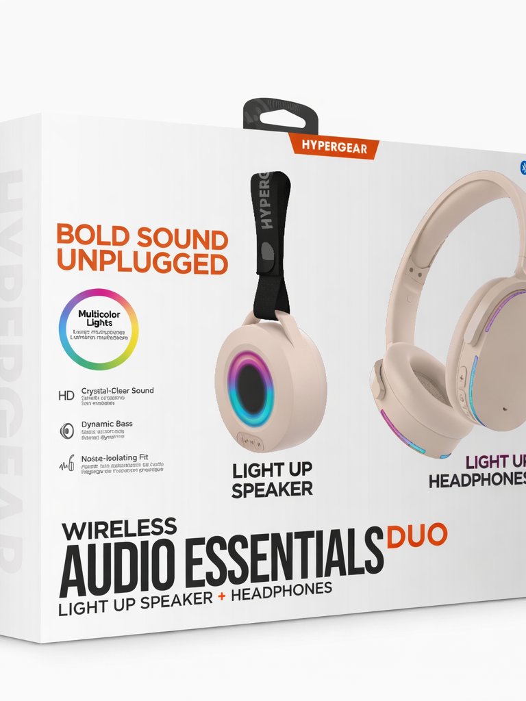 HyperGear Bluetooth-Compatible LED Headphones & Portable Speaker Bundle Wireless Audio Essentials Duo Light Up Headset Gift for Kids Teens Earbud Electronic product image (3)