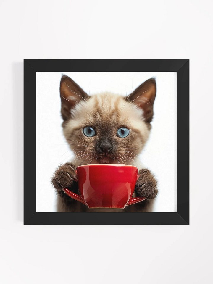 Coffee Lover Cute Baby Siamese Kitten Art product image (1)