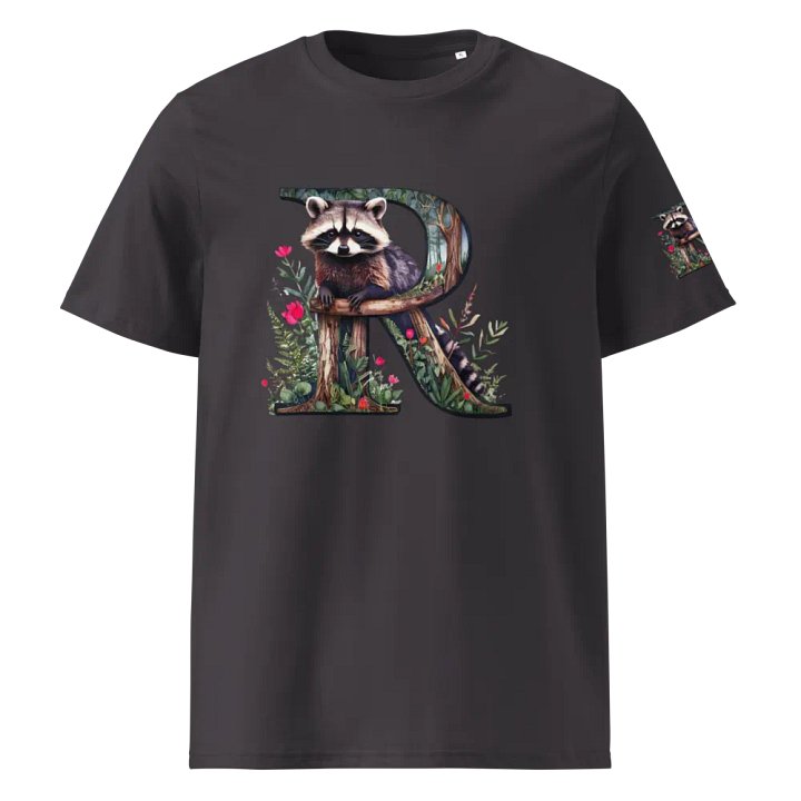 Nature-Inspired Raccoon Letter Organic T-Shirt product image (5)