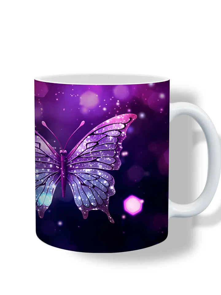 Glittery Butterfly 11oz Coffee Mug – Elegant Purple Butterfly Design Ceramic Cup – Perfect for Coffee, Tea, and Butterfly Lovers product image (1)